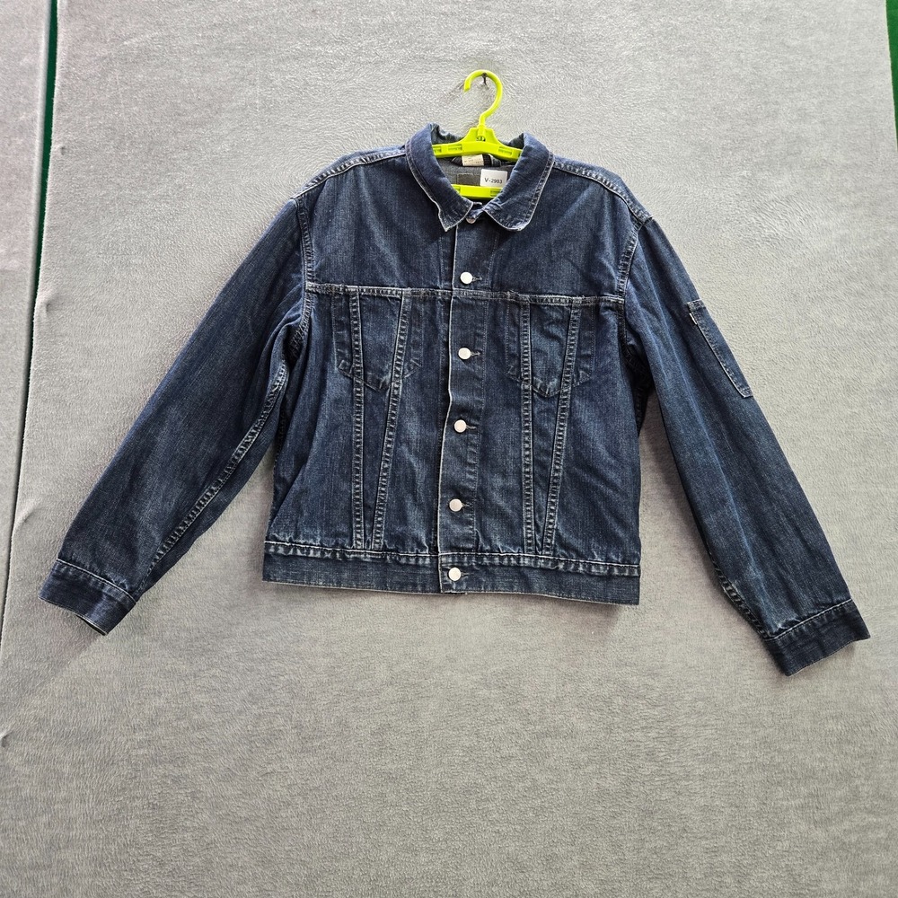 Levi's Silvertab Men Jacket L Blue Jean Denim Trucker Logo Detail Button 90s Y2K